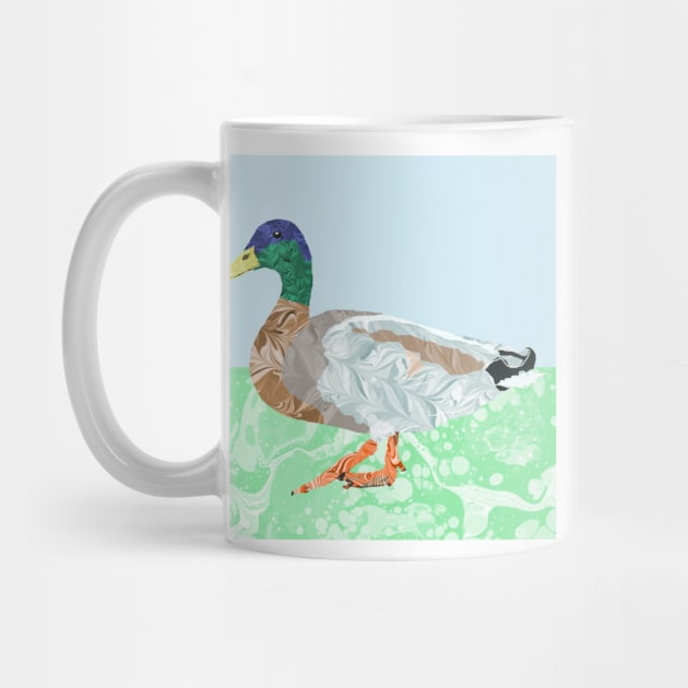 Marbled Paper Mallard Duck by MarbleCloud